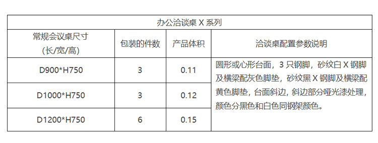 X洽谈桌参数